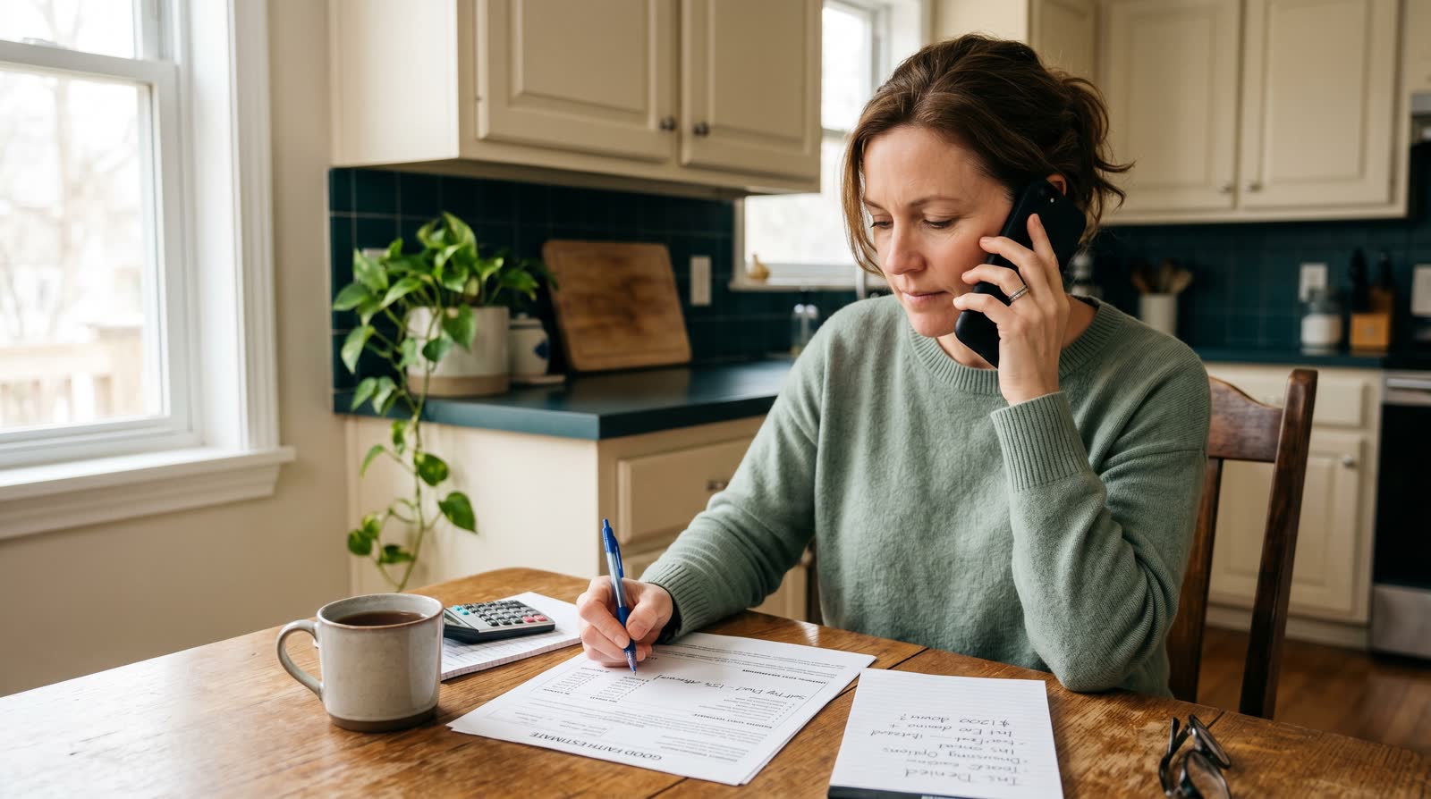 A patient at home reviewing a Good Faith Estimate from a hospital before treatment